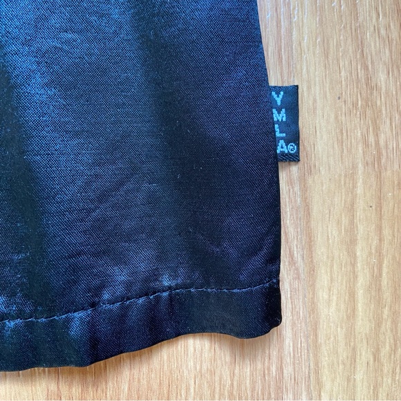 Vintage Y.M.L.A Men’s Baggy Satin Black Button Up Size Small - Picture 6 of 8